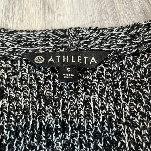 Athleta Switchback Wool-Blend Sweater, Black Marl, V-Neck Oversized, Small - Picture 3 of 8
